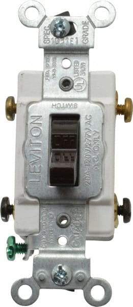 Leviton - 2 Pole, 120 to 277 VAC, 20 Amp, Commercial Grade, Toggle, Wall and Dimmer Light Switch - 1.31 Inch Wide x 4.06 Inch High - Strong Tooling