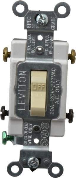 Leviton - 2 Pole, 120 to 277 VAC, 20 Amp, Commercial Grade, Toggle, Wall and Dimmer Light Switch - 1.31 Inch Wide x 4.06 Inch High - Strong Tooling