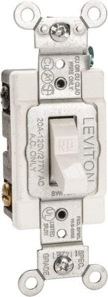 Leviton - 2 Pole, 120 to 277 VAC, 20 Amp, Commercial Grade, Toggle, Wall and Dimmer Light Switch - 1.31 Inch Wide x 4.06 Inch High - Strong Tooling