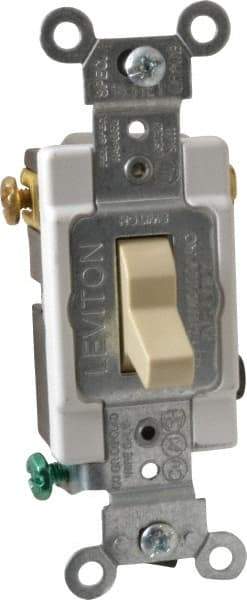 Leviton - 3 Pole, 120 to 277 VAC, 15 Amp, Commercial Grade, Toggle, Wall and Dimmer Light Switch - 1.31 Inch Wide x 4.06 Inch High - Strong Tooling