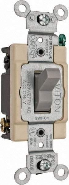 Leviton - 4 Pole, 120 to 277 VAC, 20 Amp, Commercial Grade, Toggle, Wall and Dimmer Light Switch - 1.31 Inch Wide x 4.06 Inch High - Strong Tooling