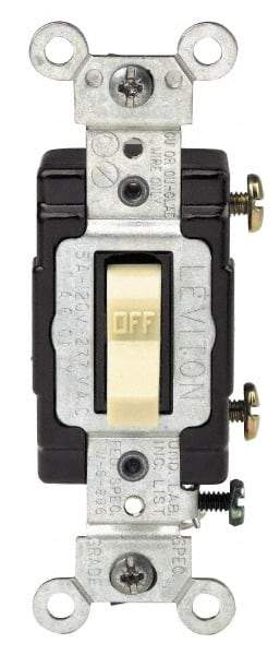 Leviton - 3 Pole, 120 to 277 VAC, 15 Amp, Commercial Grade, Toggle, Wall and Dimmer Light Switch - 1.31 Inch Wide x 4.06 Inch High - Strong Tooling