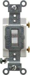 Leviton - 1 Pole, 120 to 277 VAC, 15 Amp, Commercial Grade, Toggle, Wall and Dimmer Light Switch - 1.31 Inch Wide x 4.06 Inch High - Strong Tooling