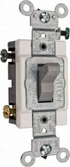 Leviton - 3 Pole, 120 to 277 VAC, 15 Amp, Commercial Grade, Toggle, Wall and Dimmer Light Switch - 1.31 Inch Wide x 4.06 Inch High - Strong Tooling