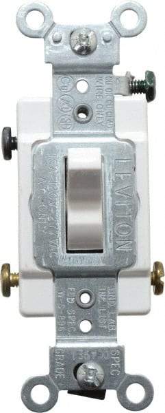 Leviton - 3 Pole, 120 to 277 VAC, 15 Amp, Commercial Grade, Toggle, Wall and Dimmer Light Switch - 1.31 Inch Wide x 4.06 Inch High - Strong Tooling