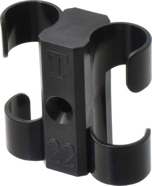 Midwest Control - 7/8 to 1 Hose OD, Multitube Holder - Black, 2 Slots, 2.4" OAL, 1/4" Mounting Hole, For Use With Tubes, Wires, Hose & Pipe - Strong Tooling