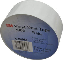 3M - 2" x 50 Yds White Duct Tape - 6.5 mil, Rubber Adhesive, Vinyl Backing, 12.6 Lb/ln Tensile Strength, 200°F Max, Series 3903 - Strong Tooling