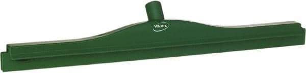 Vikan - 24" Rubber Blade Floor Squeegee - Double Edge, Green, Plastic Holder - Strong Tooling