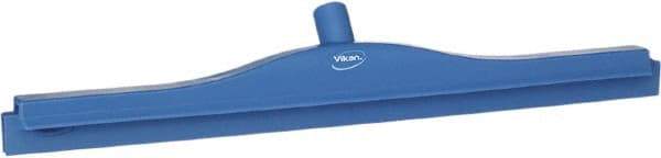 Vikan - 24" Rubber Blade Floor Squeegee - Double Edge, Blue, Plastic Holder - Strong Tooling