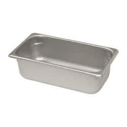 VOLLRATH - Rectangular, Chrome Stainless Steel Food Pan - 4" High x 6.9" Wide x 12.8" Long - Strong Tooling