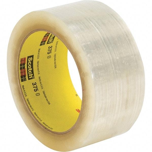 3M - 2" x 55 Yd Clear Rubber Adhesive Sealing Tape - Polypropylene Film Backing, 3.1 mil Thick, 70 Lb Tensile Strength, Series 375 - Strong Tooling