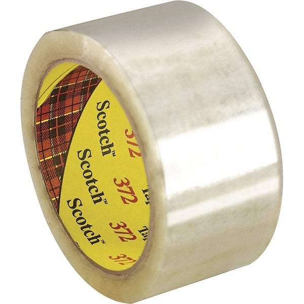 3M - 2" x 55 Yd Clear Rubber Adhesive Sealing Tape - Polypropylene Film Backing, 2.2 mil Thick, 52 Lb Tensile Strength, Series 372 - Strong Tooling