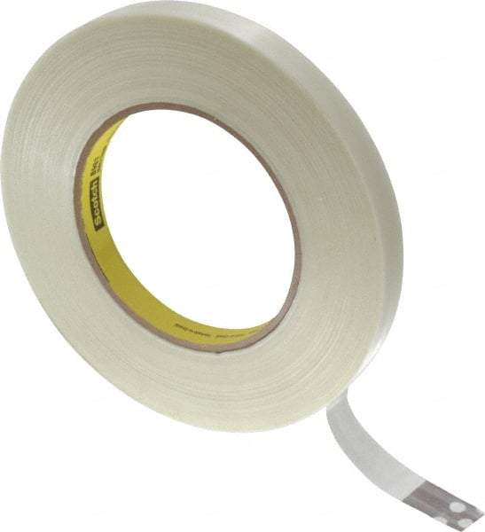 3M - 1/2" x 60 Yd Clear Rubber Adhesive Packaging Tape - Polypropylene Film Backing, 6.6 mil Thick, 380 Lb Tensile Strength, Series 8981 - Strong Tooling