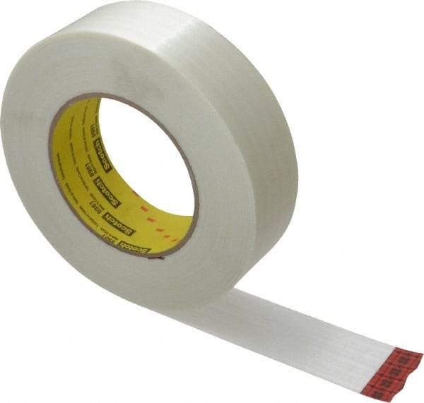 3M - 1-1/2" x 60 Yd Clear Rubber Adhesive Packaging Tape - Polypropylene Film Backing, 6.6 mil Thick, 380 Lb Tensile Strength, Series 8981 - Strong Tooling