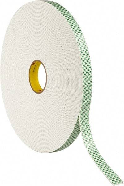 3M - 1" x 36 Yd Acrylic Adhesive Double Sided Tape - 1/8" Thick, Off-White, Urethane Foam Liner, Continuous Roll, Series 4008 - Strong Tooling