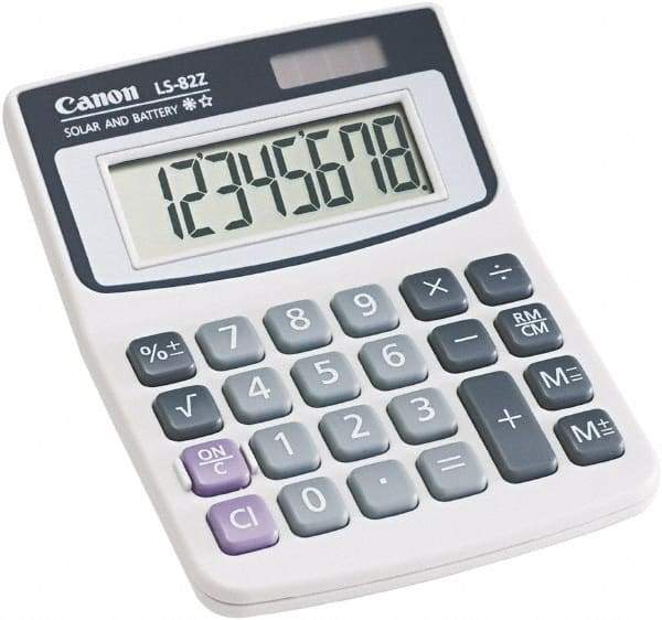 Canon - 8-Digit LCD Handheld Calculator - White, Solar & Battery Powered - Strong Tooling