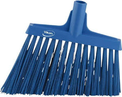 Vikan - 9-1/2" Wide, Blue Synthetic Bristles, Angled Broom - Strong Tooling