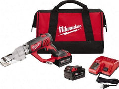 Milwaukee Tool - 3,000 SPM, 18 Volt, Inline Handle, Handheld Cordless Shear - 18 Gauge (Mild Steel) Cutting Capacity - Strong Tooling