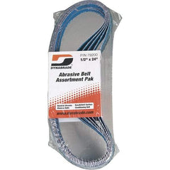 Dynabrade - 1/2" Wide x 24" OAL, 60 & 80 Grit, Zirconia Alumina Abrasive Belt - Zirconia Alumina, Coated & Nonwoven, X Weighted Cloth Backing, Wet/Dry - Strong Tooling