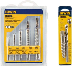 Irwin Hanson - 12 Piece Spiral Flute Screw Extractor & Drill Set - Screw Range 3/16 to 3/4, 5/8 to 7/8" - Strong Tooling