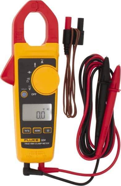 Fluke - 324, CAT IV, CAT III, Digital True RMS Clamp Meter with 1.18" Clamp On Jaws - 600 VAC/VDC, 400 AC Amps, Measures Voltage, Capacitance, Continuity, Current, Resistance, Temperature - Strong Tooling