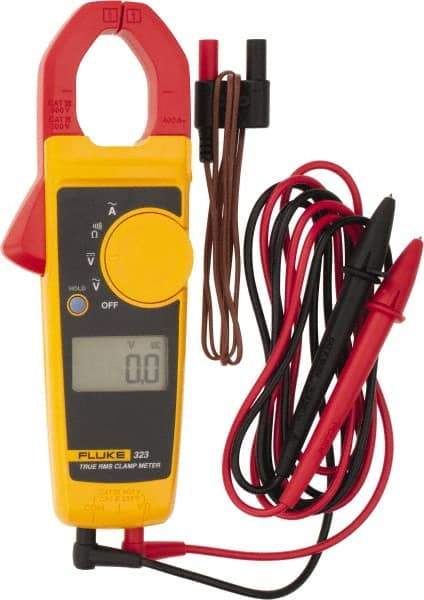 Fluke - 323, CAT IV, CAT III, Digital True RMS Clamp Meter with 1.18" Clamp On Jaws - 600 VAC/VDC, 400 AC Amps, Measures Voltage, Continuity, Current, Resistance - Strong Tooling