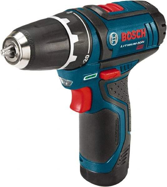 Bosch - 12 Volt 3/8" Chuck Pistol Grip Handle Cordless Drill - 0-350 & 0-1300 RPM, Reversible, 2 Lithium-Ion Batteries Included - Strong Tooling