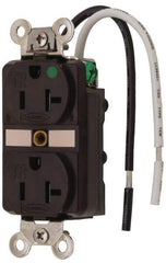 Hubbell Wiring Device-Kellems - 125 VAC, 20 Amp, 5-20R NEMA Configuration, Brown, Hospital Grade, Self Grounding Duplex Receptacle - 1 Phase, 2 Poles, 3 Wire, Flush Mount, Chemical, Corrosion and Impact Resistant, Tamper Resistant - Strong Tooling