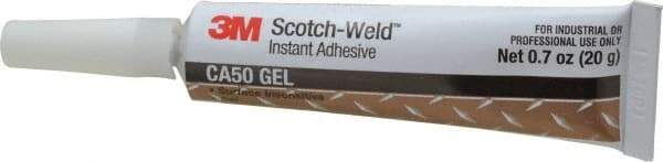 3M - 0.70 oz Tube Clear Instant Adhesive - Series CA50, 60 to 120 sec Fixture Time, 24 hr Full Cure Time, Bonds to Cardboard, Cork Board, Fabric, Fiberglass, Foam, Metal, Plastic, Rubber & Vinyl - Strong Tooling