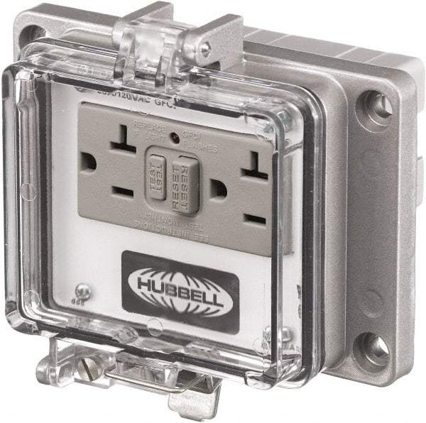 Hubbell Wiring Device-Kellems - 5-15R, 5-20R NEMA, 125 VAC, 20 Amp, GFCI Receptacle - Cast Aluminum, Panel Mount, Includes In Cabinet Receptacle - Strong Tooling