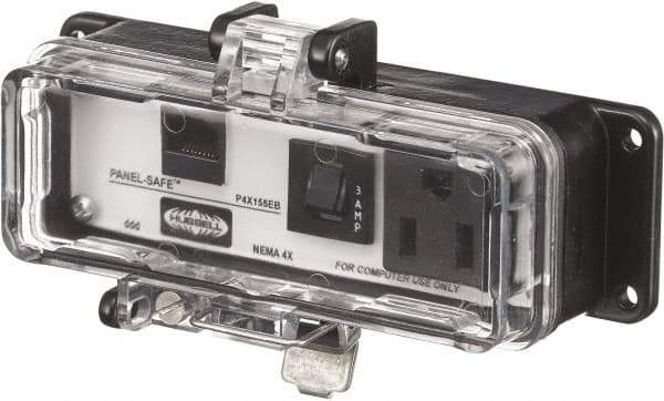 Hubbell Wiring Device-Kellems - 1 Port, 1 Power Receptacle, Ethernet, Clear Data Port Receptacle - 3.2 Inch Long x 1.6 Inch Deep x 5.51 Inch Wide, Aluminum, Surface Mount, Gray - Strong Tooling