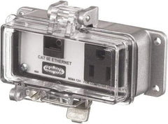 Hubbell Wiring Device-Kellems - 1 Port, 1 Power Receptacle, Ethernet, Clear Data Port Receptacle - 3.2 Inch Long x 1.6 Inch Deep x 4.45 Inch Wide, Aluminum, Surface Mount, Gray - Strong Tooling