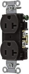 Hubbell Wiring Device-Kellems - 125 Volt, 20 Amp, 5-20R NEMA Configuration, Black, Specification Grade, Self Grounding Duplex Receptacle - 1 Phase, 2 Poles, 3 Wire, Flush Mount - Strong Tooling