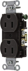 Hubbell Wiring Device-Kellems - 125 Volt, 15 Amp, 5-15R NEMA Configuration, Black, Specification Grade, Self Grounding Duplex Receptacle - 1 Phase, 2 Poles, 3 Wire, Flush Mount - Strong Tooling