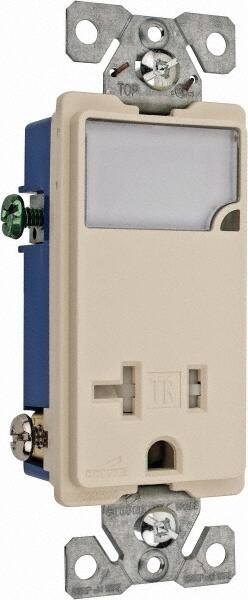 Cooper Wiring Devices - 2 Pole, 125 VAC, 20 Amp, 1 Outlet, Flush Mounted, Self Grounding, Tamper Resistant Combination Outlet with Night Light - 5-20R Configuration, Back Side Wiring, Thermoplastic Material, cULus Listed Standard - Strong Tooling