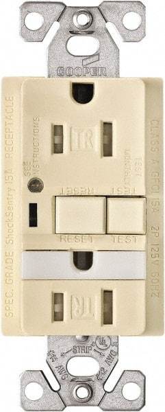 Cooper Wiring Devices - 1 Phase, 5-15R NEMA, 125 VAC, 15 Amp, Self Grounding, GFCI Receptacle - 2 Pole, Back and Side Wiring, Tamper Resistant, Thermoplastic Commercial, Specification Grade - Strong Tooling