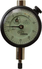 Mahr - 1/8" Range, 0-25-0 Dial Reading, 0.001" Graduation Dial Drop Indicator - 1-3/4" Dial, 0.05" Range per Revolution, 0.001" Accuracy, Revolution Counter - Strong Tooling