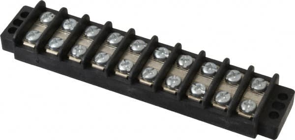 Ideal - 10 Poles, 300 Volt, 30 Amp, -40 to 266°F, Polyester Thermoplastic, Polyester Thermoplastic Multipole Terminal Block - Zinc Plated Steel, 22 to 12 AWG Compatibility, 0.56 Inch High - Strong Tooling