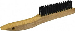 Gordon Brush - 4 Rows x 19 Columns Steel Scratch Brush - 5-3/8" Brush Length, 13-3/4" OAL, 1/8 Trim Length, Wood Curved Handle - Strong Tooling