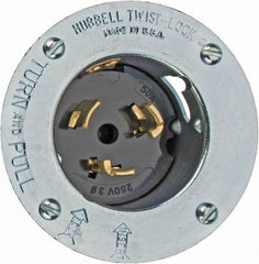 Hubbell Wiring Device-Kellems - 250 VAC, 50 Amp, Self Grounding Inlet - 3 Poles, 4 Wire, Male End, Metallic - Strong Tooling