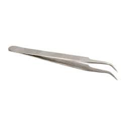 Value Collection - 4-3/8" OAL 7-SA Dumont-Style Swiss Pattern Tweezers - Curved Shanks with Beveled Edges, Plain, Sharp Points - Strong Tooling