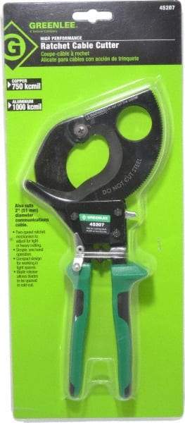 Greenlee - 11" OAL, 1,000 MCM Capacity, Cable Cutter - Molded Plastic Handle - Strong Tooling