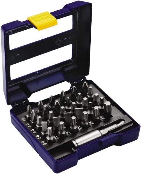 Irwin - 31 Piece, 1/4" Drive Screwdriver Insert Bit Set - #0 to #3 Phillips, 0.05 to 1/4" Hex, 1.27 to 10mm Hex, T10 to T40 Torx, #1 to #3 Square Recess - Strong Tooling