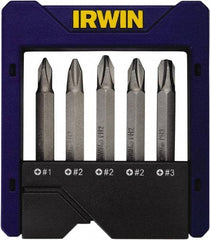 Irwin - 5 Piece, Phillips Handle, Power Bit Set - 0.05 to 1/4" Hex, 1/4" Hex Drive - Strong Tooling