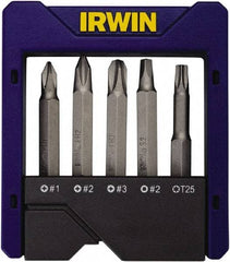 Irwin - 5 Piece, Multi Handle, Power Bit Set - 0.05 to 1/4" Hex, #1, #2, 1/4" Hex Drive - Strong Tooling