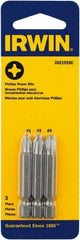 Irwin - 3 Piece, Phillips Handle, Power Bit Set - 0.05 to 1/4" Hex, 1/4" Hex Drive - Strong Tooling