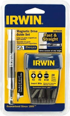 Irwin - 21 Piece, 1/4" Drive Screwdriver Drive Guide - #2 Phillips, 0.05 to 1/4" Hex, 1.27 to 10mm Hex, #1 & #2 Square Recess - Strong Tooling