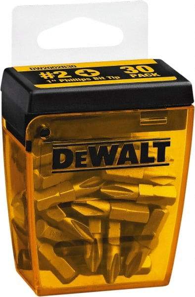 DeWALT - #2, Tip Phillips Screwdriver Bit - 1/4" Drive, 1" OAL - Strong Tooling