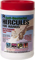 Hercules - Pre-Moistened Hand Cleaning Wipes - Canister, 12" x 10" Sheet Size, White - Strong Tooling