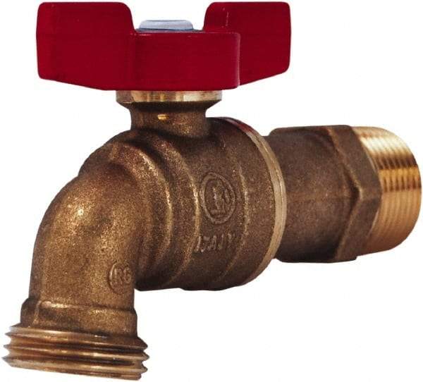 Legend Valve - 1/2" Pipe, 1/2" Tube, Aluminum Hose Bib Drain Cock & Shutoff Valve - 1/2 MNPT Thread, 125 Max psi, 2-29/64" Long - Strong Tooling